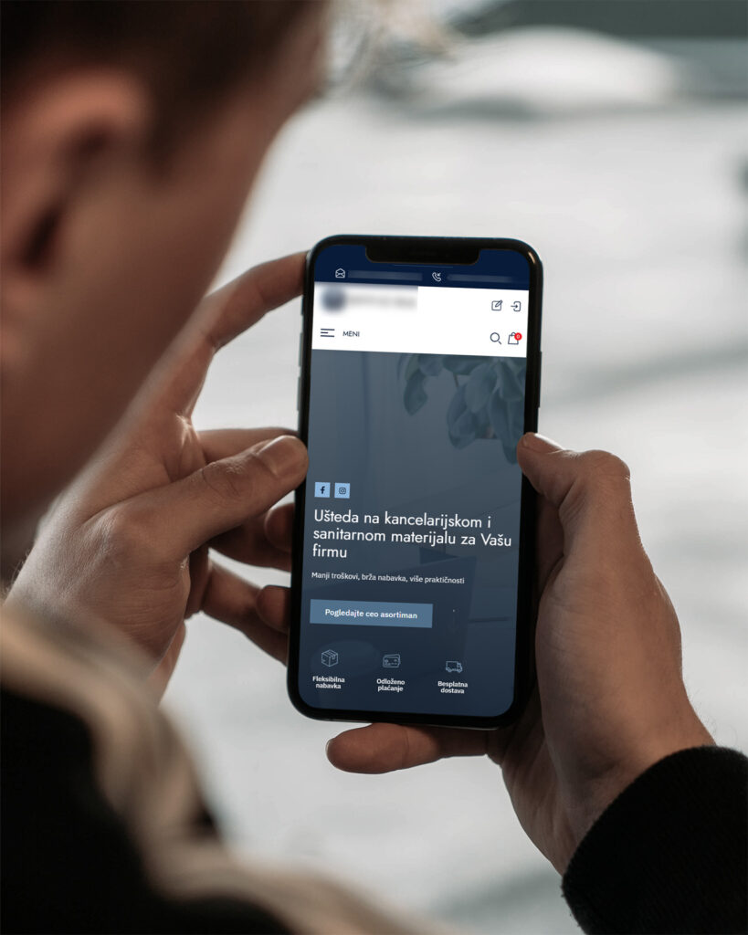Serbian-language business website shown on a smartphone