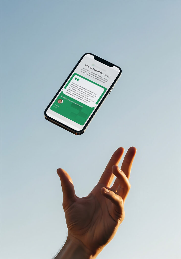 Renewable energy website shown on a smartphone