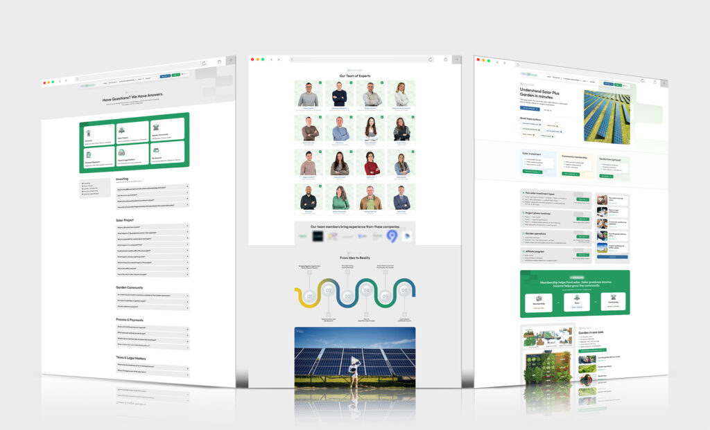 Renewable energy company website – page designs