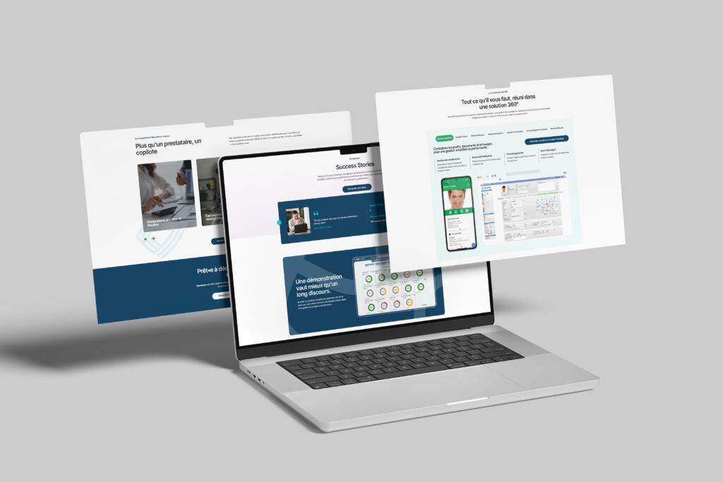 Medical practice website shown on a laptop with page designs